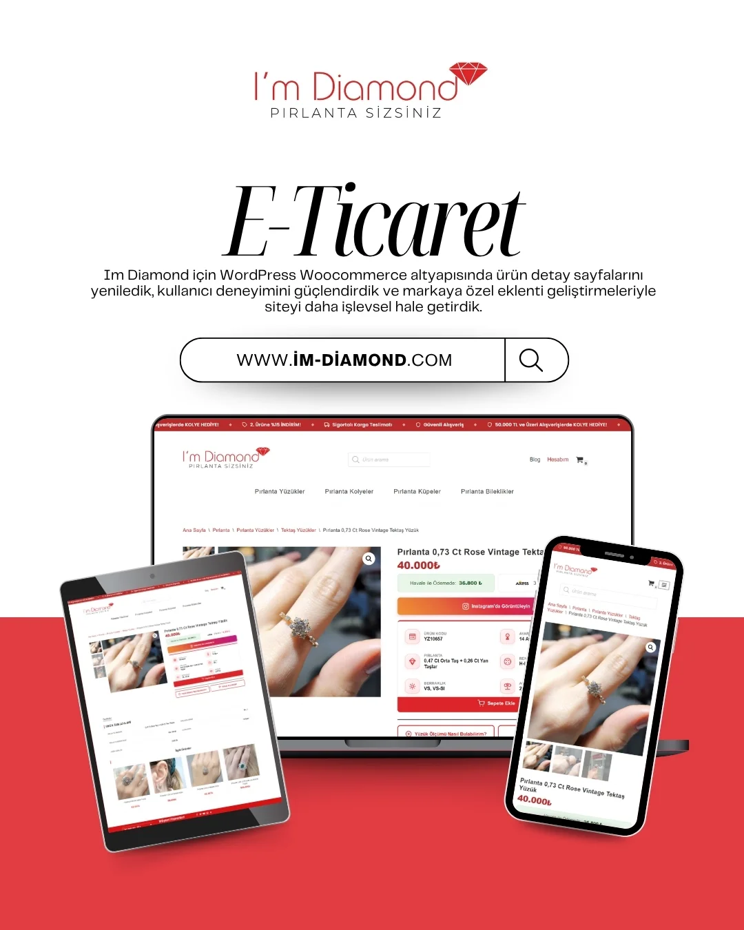 I'm Diamond — WooCommerce deneyim yenileme